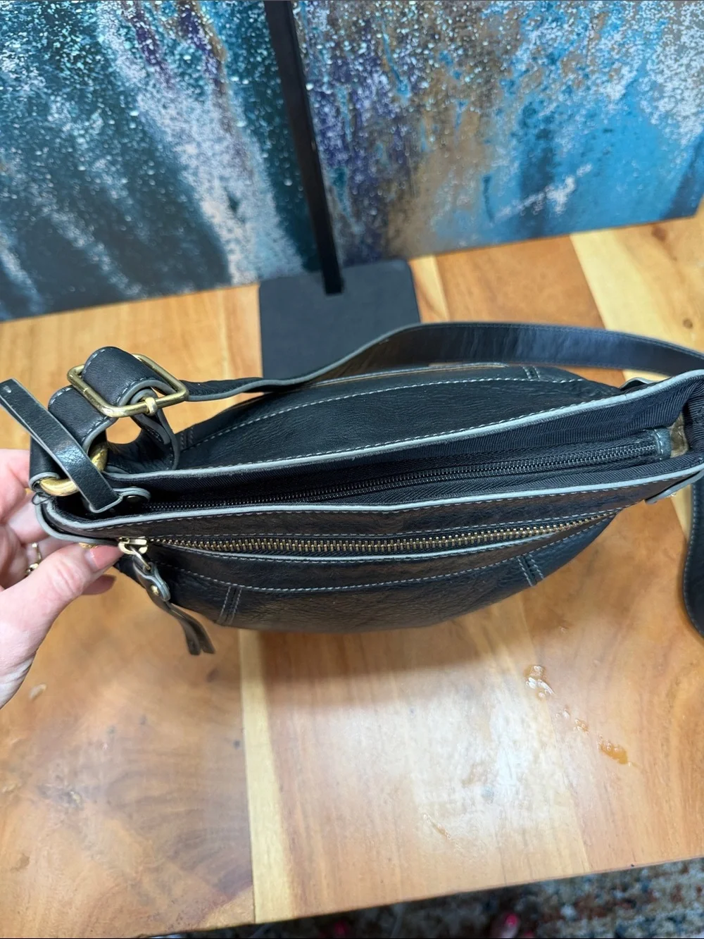 Liz Claiborne Old Money Vintage Black Leather Shoulder Bag VGUC